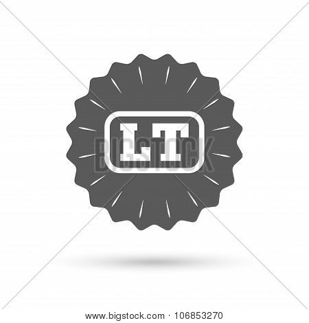 Lithuanian language sign icon. LT translation