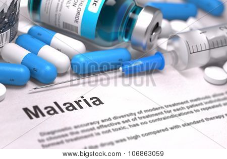Malaria Diagnosis. Medical Concept. Composition of Medicaments.