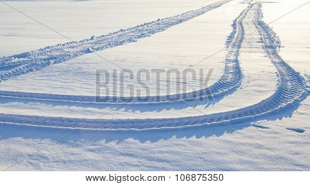 winter road   with snow