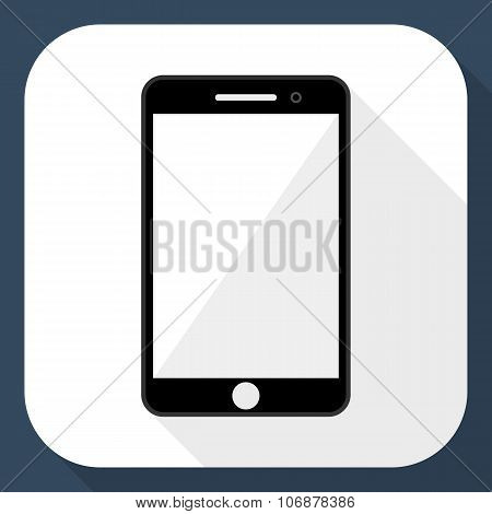 Smartphone Flat Icon With Long Shadow