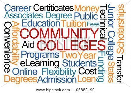 Community Colleges Word Cloud on White Background