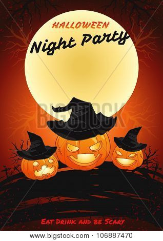 Halloween Party Poster Eat Drink And Be Scary Vector Illustration