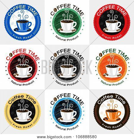 Set Of Retro Coffee Badge Label Logo Design