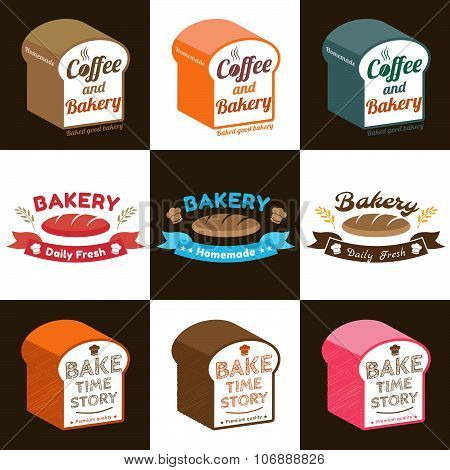 Set of loaf bread bakery badge label sticker design in vector