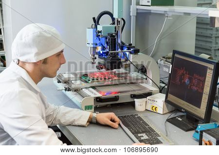 Production of electronic components  at high-tech factory