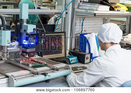 Production of electronic components  at high-tech factory