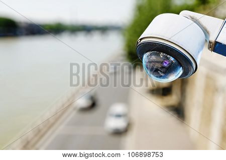 Surveillance Camera Above A Road