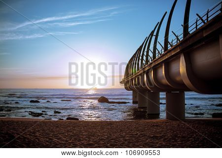 Umhlanga Pier In Durban South Africa In Sunset