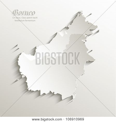 Borneo map card paper 3D natural vector - Malaysia Indonesia Brunei country