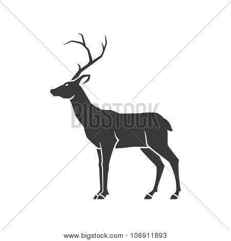 Deer Side View Isolated On White Background Vector object for Labels, Badges, Logos  and other Design.