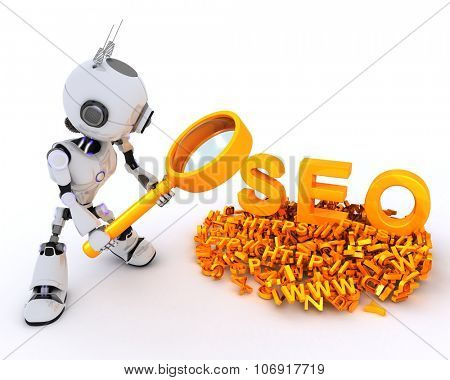 3D Render of a Robot search engine optimisation