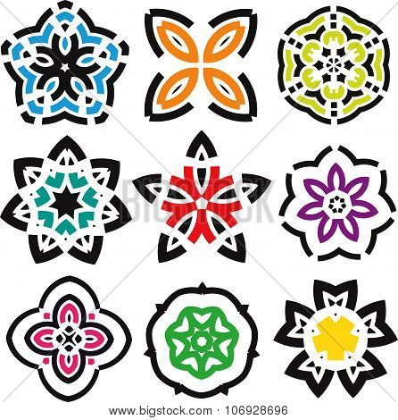 Colorful flowers decorative elements