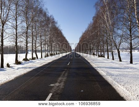 winter road with snow