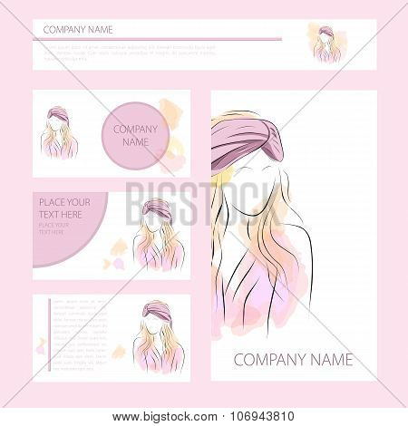 Template cards and banners with woman in turban