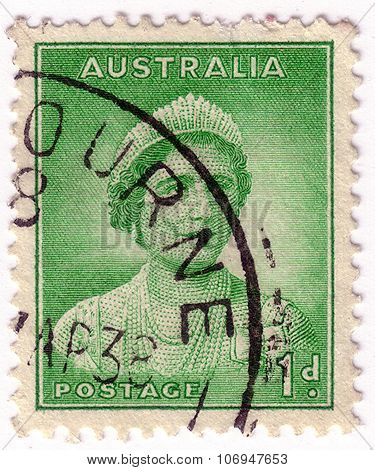 Australia - Circa 1937: A Stamp Printed In Australia Shows Queen Elizabeth Ii, Circa 1937