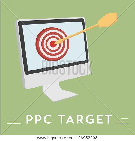 Pay per click vector illustration, hit the target audience