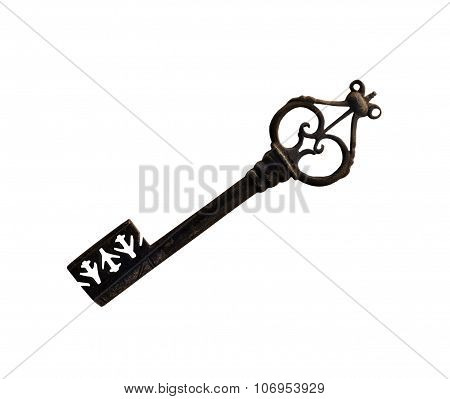 The Ancient Old Key On White Background, Isolated