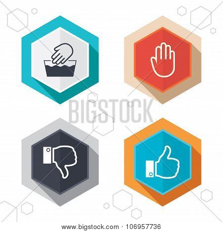 Hand icons. Like and dislike thumb up symbols.