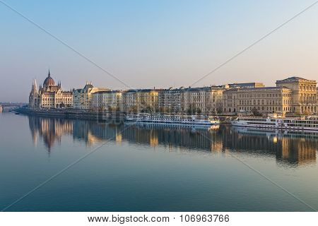Buildings Along The River Danube In Budapest
