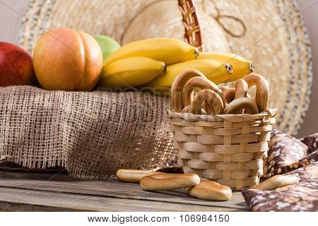 Hard Oval Cracknels In Basket