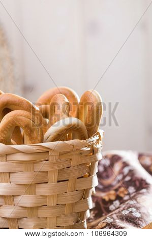 Hard Oval Cracknels In Basket