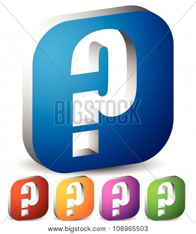 Icon With Question Mark In 5 Color. Questions, Support, Quiz Icon.