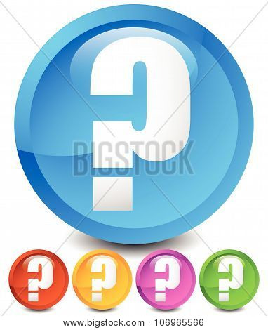 Icon With Question Mark In 5 Color. Questions, Support, Quiz Icon.