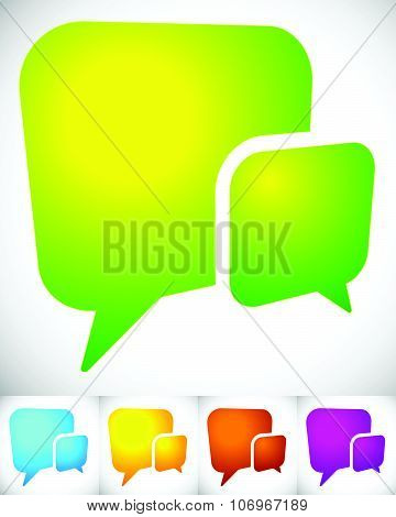 2 Overlapping, Squarish Speech, Talk Bubbles For Communication, Chat, Support Concept