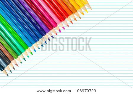 color pencils on white closed-up