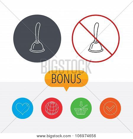 Plunger icon. Toilet cleaning tool sign.