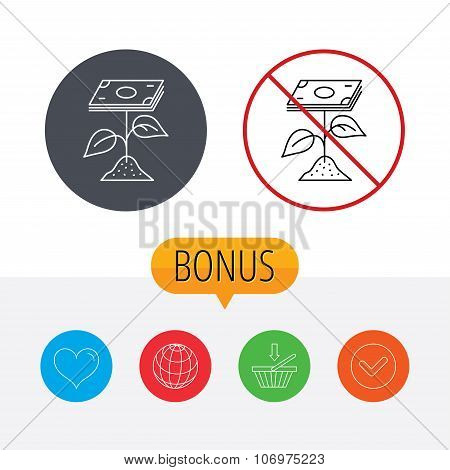 Profit icon. Money savings sign.