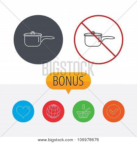 Saucepan icon. Cooking pot or pan sign.