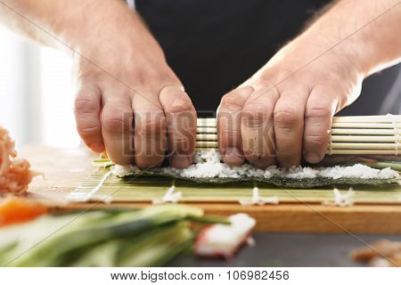 Bamboo mat, preparing sushi