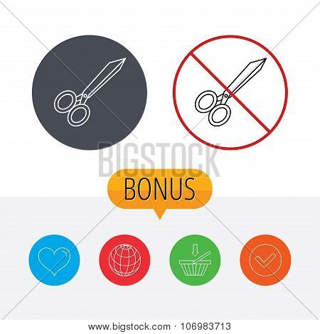 Tailor scissors icon. Hairdressing sign.