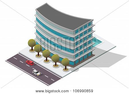 Vector Isometric Hotel Apartment Building