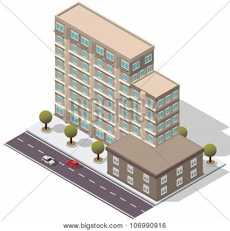 Vector Isometric Hotel Apartment Building