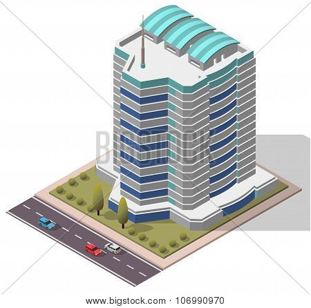 Vector Isometric Office Workplace Building