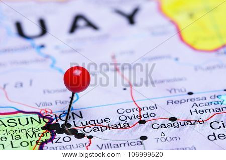 Luque pinned on a map of America