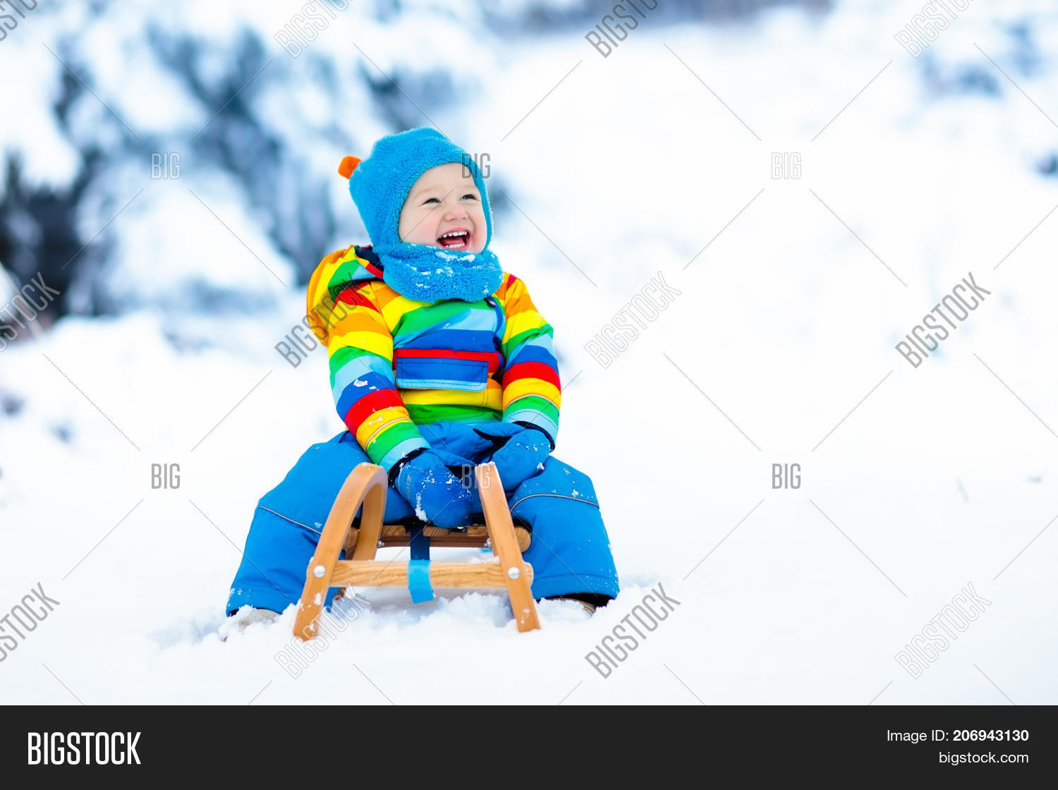 Boy On Sleigh Ride. Image & Photo (Free Trial) Bigstock