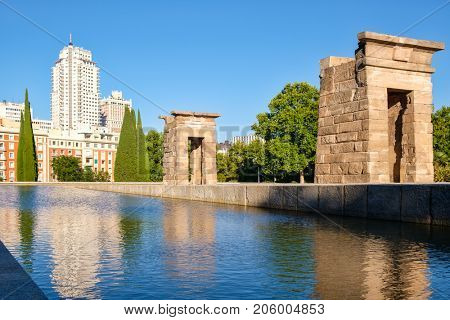 Detail of the Temple of Debod,an ancient egyptian temple in Central Madrid