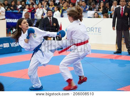 Buenos Aires, Argentina - July 23, 2017: XXVIII Panamerican Championship of Junior Karate Cadets and U21 Buenos Aires, Argentina