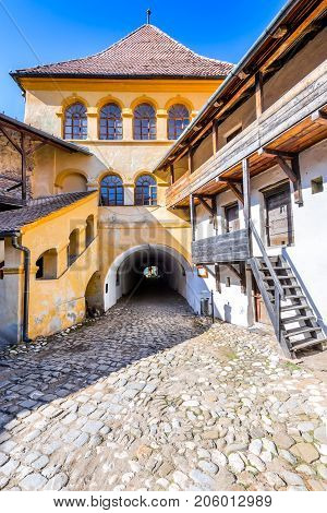 Prejmer Romania and medieval fortified Saxon church in Brasov county landmark of old Transylvania
