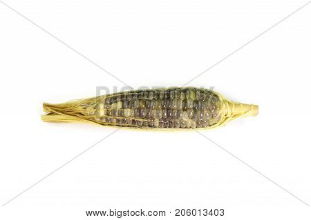 Boiled waxy corn isolated on white background
