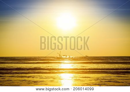 Beautiful sunrise on the beach at Myanmar