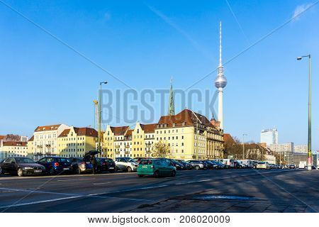 BERLIN, GERMANY- December 24, 2016: Tv tower or Fersehturm on December 24, 2016. BERLIN, Germany.