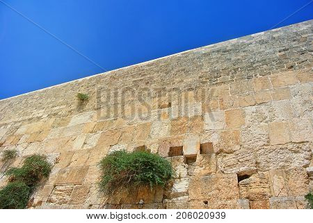 Wall of Tears. View of the Temple of the Western Wall of Jerusalem. Center for Spiritual Culture of Peace