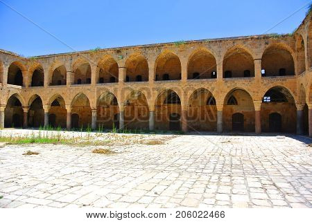 Turkish architecture of the reign of the Ottoman Empire. Khan Al-Umdan. Akko. Israel