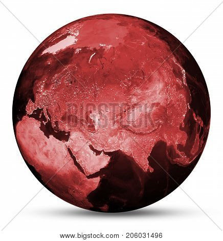 Earth red map. Elements of this image furnished by NASA 3d rendering