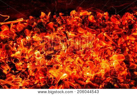 abstract background of burning coals . Photo of an abstract texture