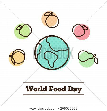 World Food Day. Vector Illustration of Earth and fruit.